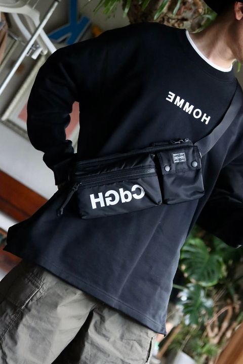 コムデギャルソンオム22AW サイドジップ HOMMEプリントスウェットスタイル