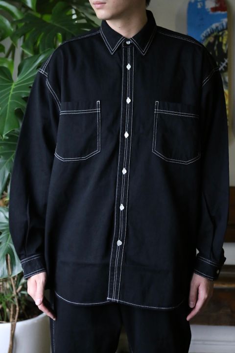 Graphpaper Denime Regular Collar Shirt (GM213-50077B) style.2021.8.22