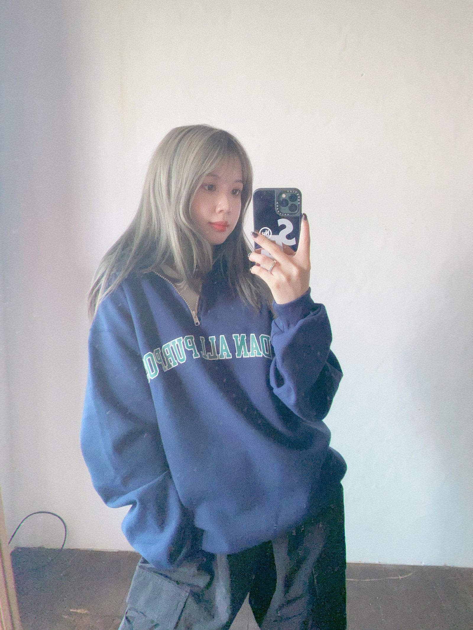 SEDAN ALL-PURPOSE FW23 Arch Logo Quarter Zip Sweatshirt"Navy"スタイル