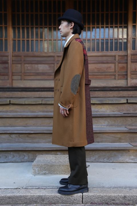 JUNYA WATANABE CDG MAN ウールメルトン×ウールナイロンツイードコート Style.2020.10.18.