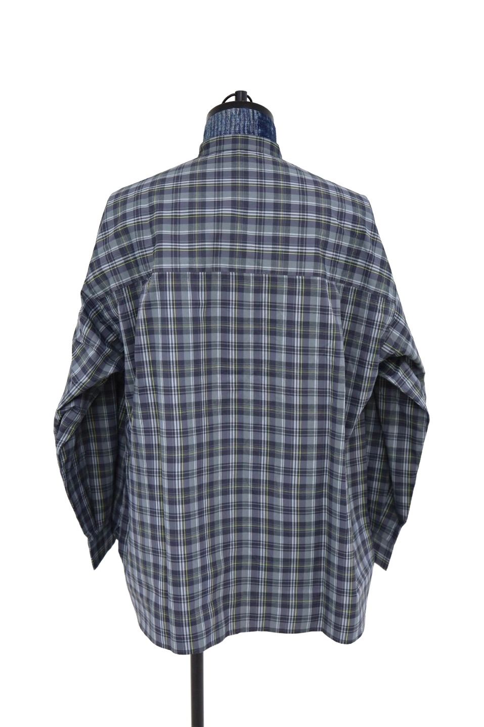 フレッシュサービス MADRAS DRY TECH BAND COLLAR SHIRT (FSC261-50250)GRAY