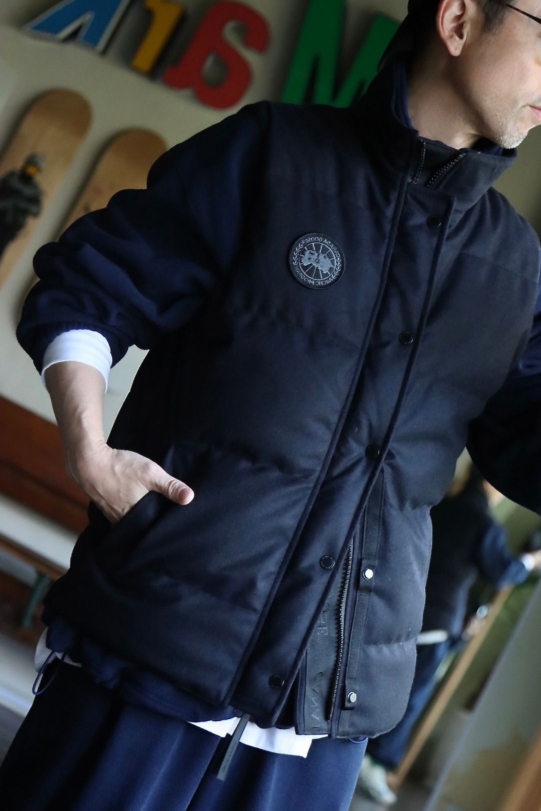 カナダグース22AW GARSON VEST WOOL BLACK LABELスタイル.2022.11.14.