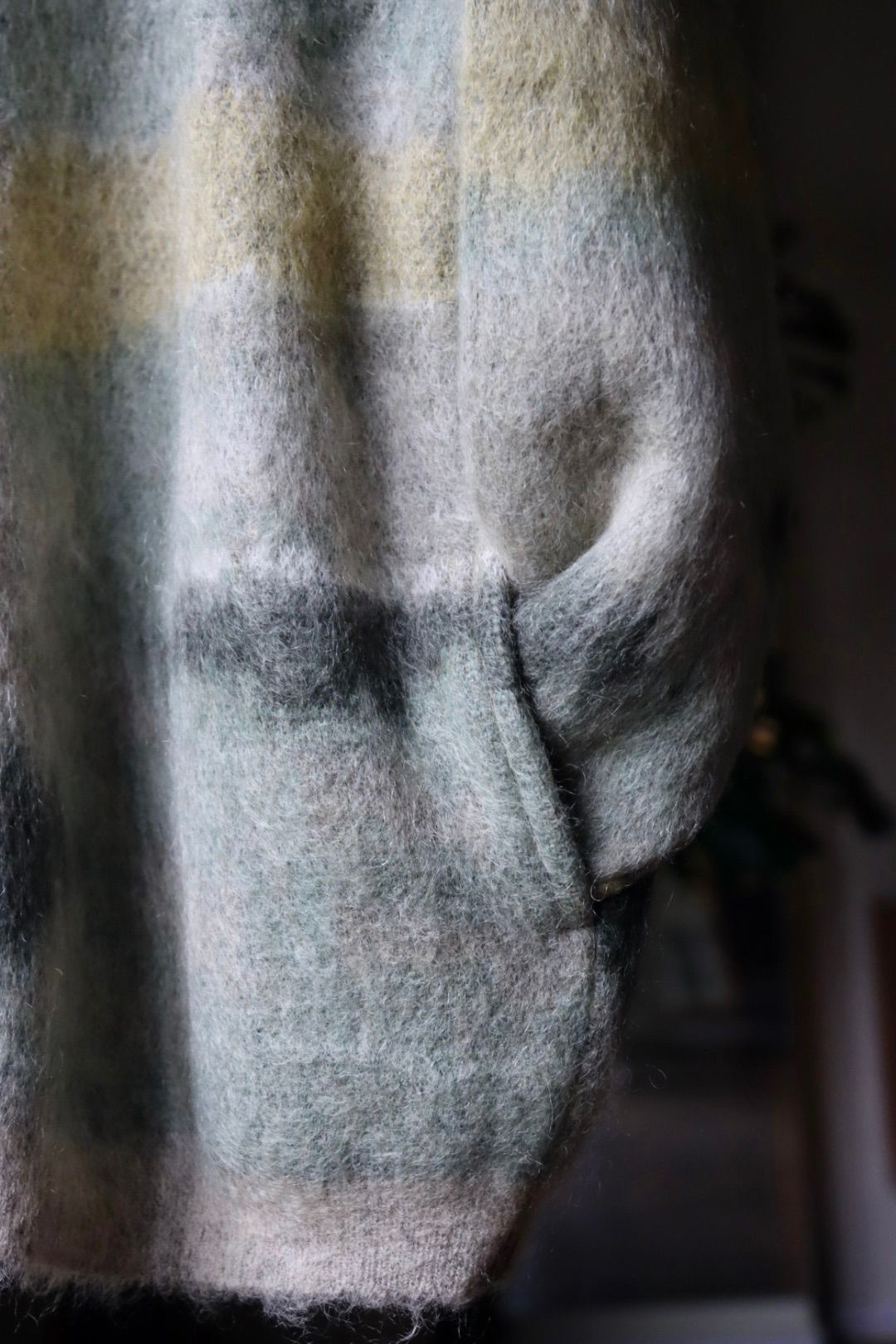 ヨーク23AW LANDSCAPE MOHAIR JACQUARD CREWNECK CARDIGAN(YK23FW0574S)GRAY