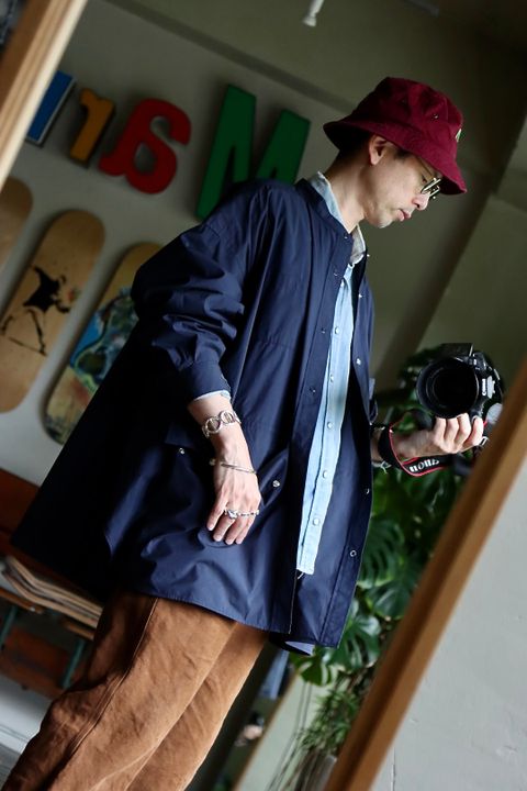 フレッシュサービス 22SS CARGO POCKET UTILITY SHIRT "NAVY"スタイル.2022.6.7.