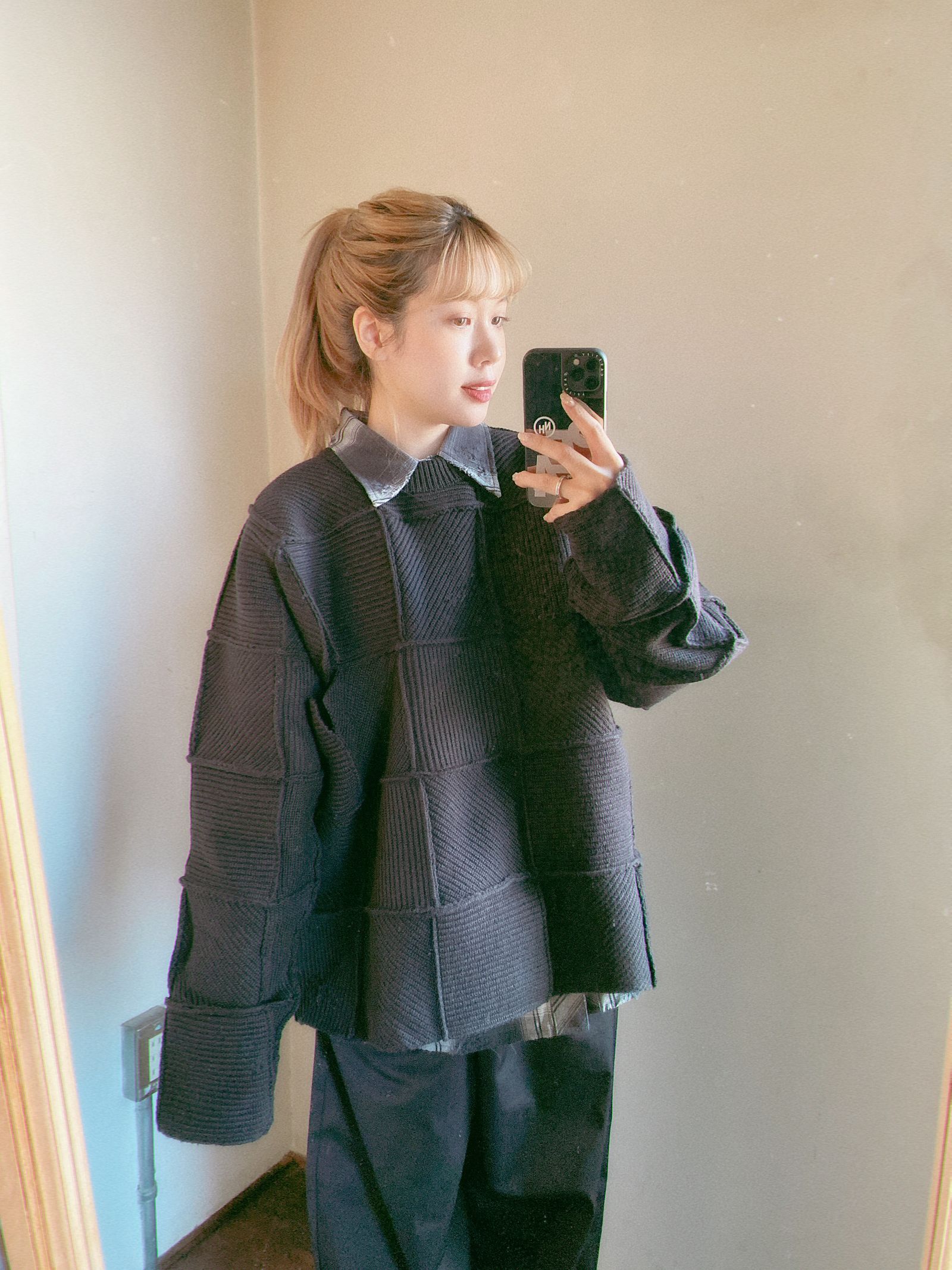 YOKE 24SS PATCHWORK RIB SWEATER style.2023.12.23