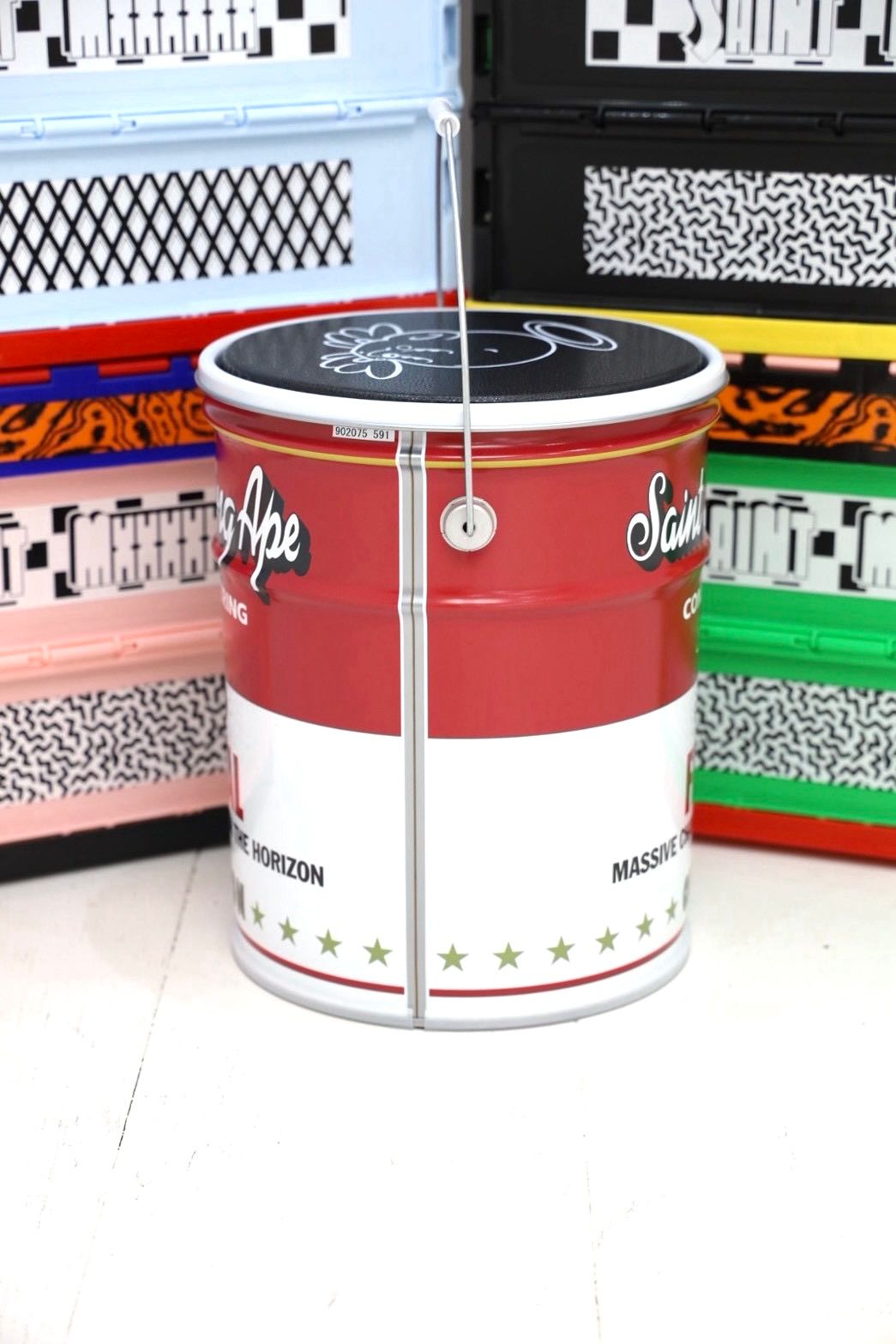 セントマイケル 26AW BAPE_CAN STOOL(SM-MK1-0000-C42)WHITE+RED