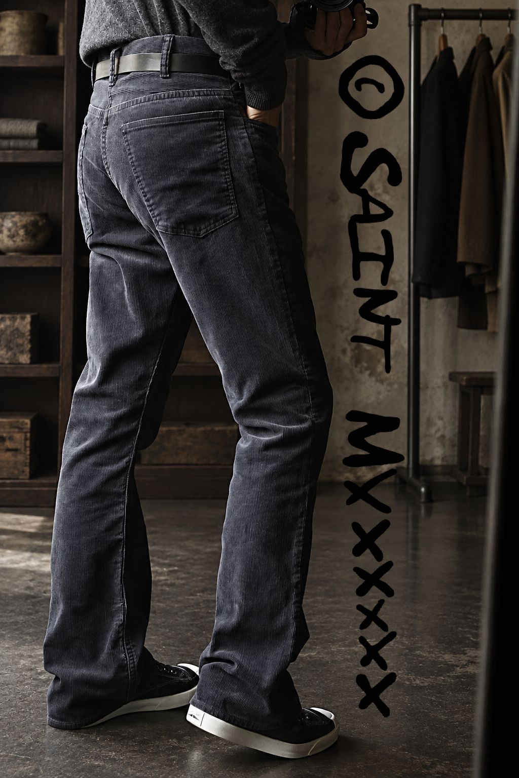 セントマイケル 26AW CORDUROY FLARE PANTS (SM-MK1-0000-069) BLACK