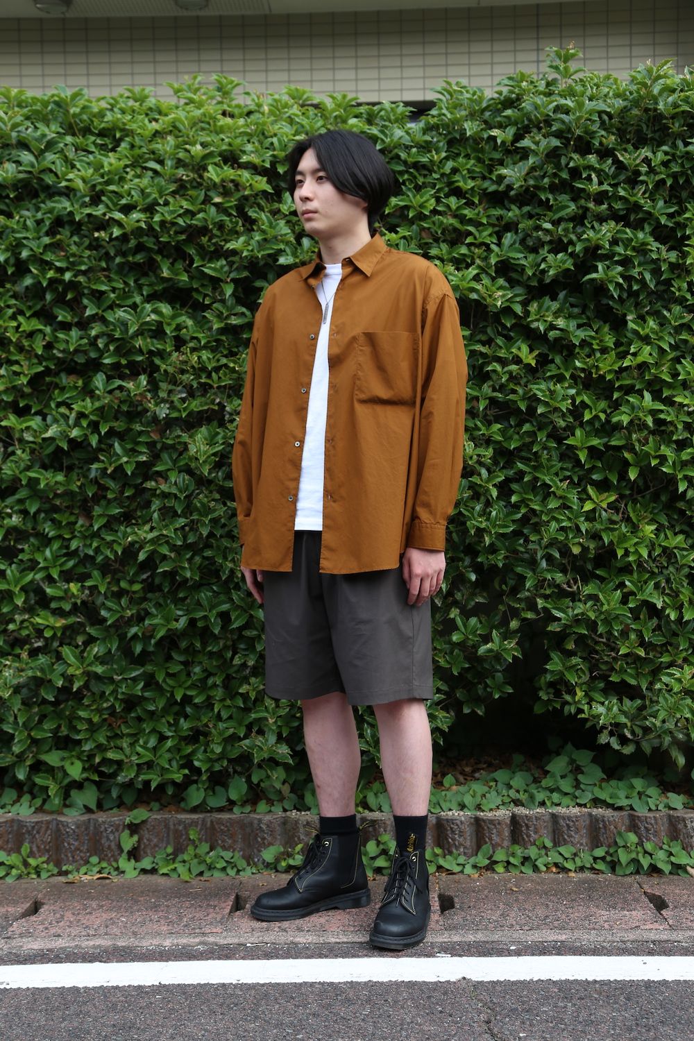 返品?交換対象商品】 graphpaper Broad L/S Oversized シャツ 茶