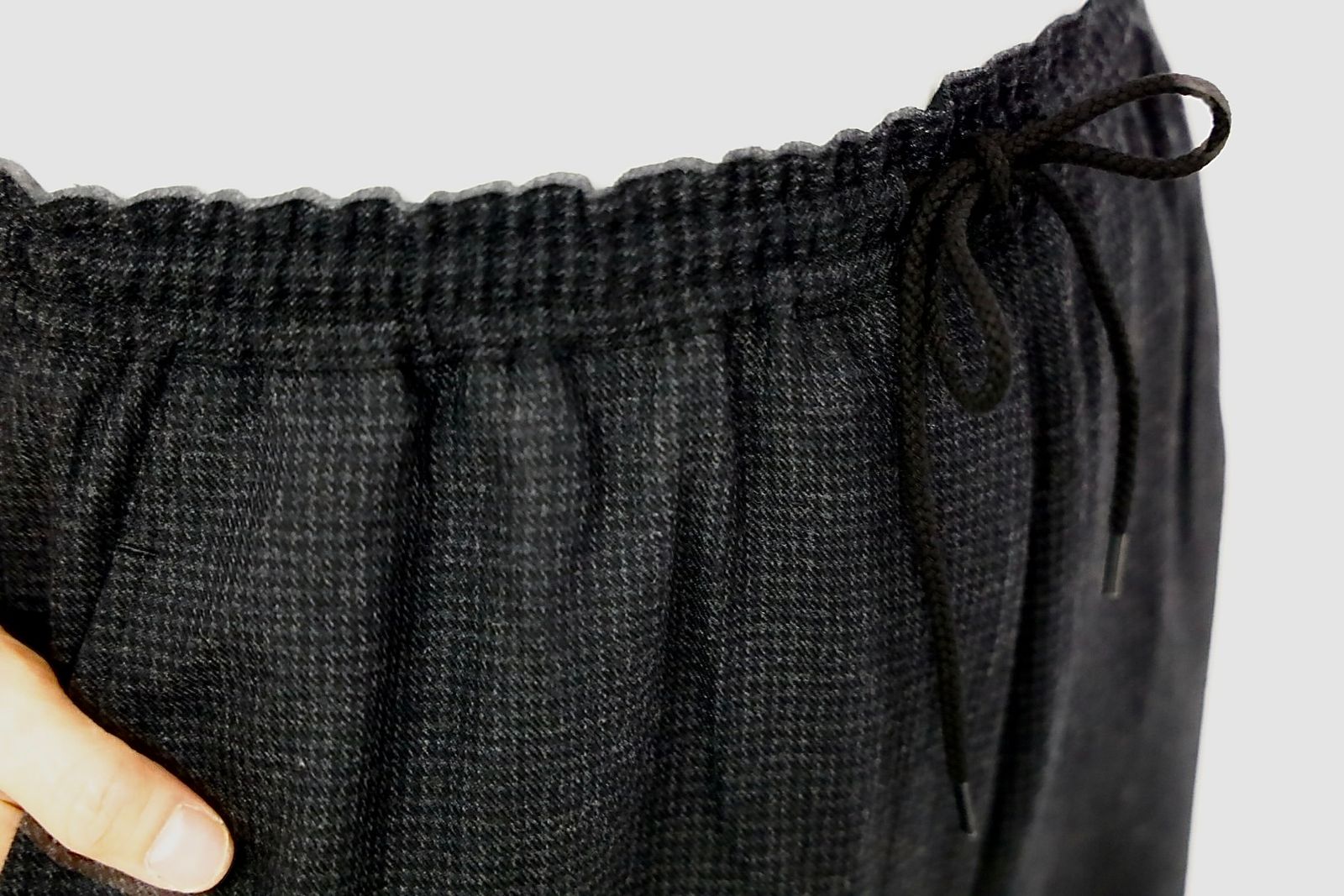 コムデギャルソンオム25FW ウール千鳥格子イージーパンツ(HP-P024-051)BLACK