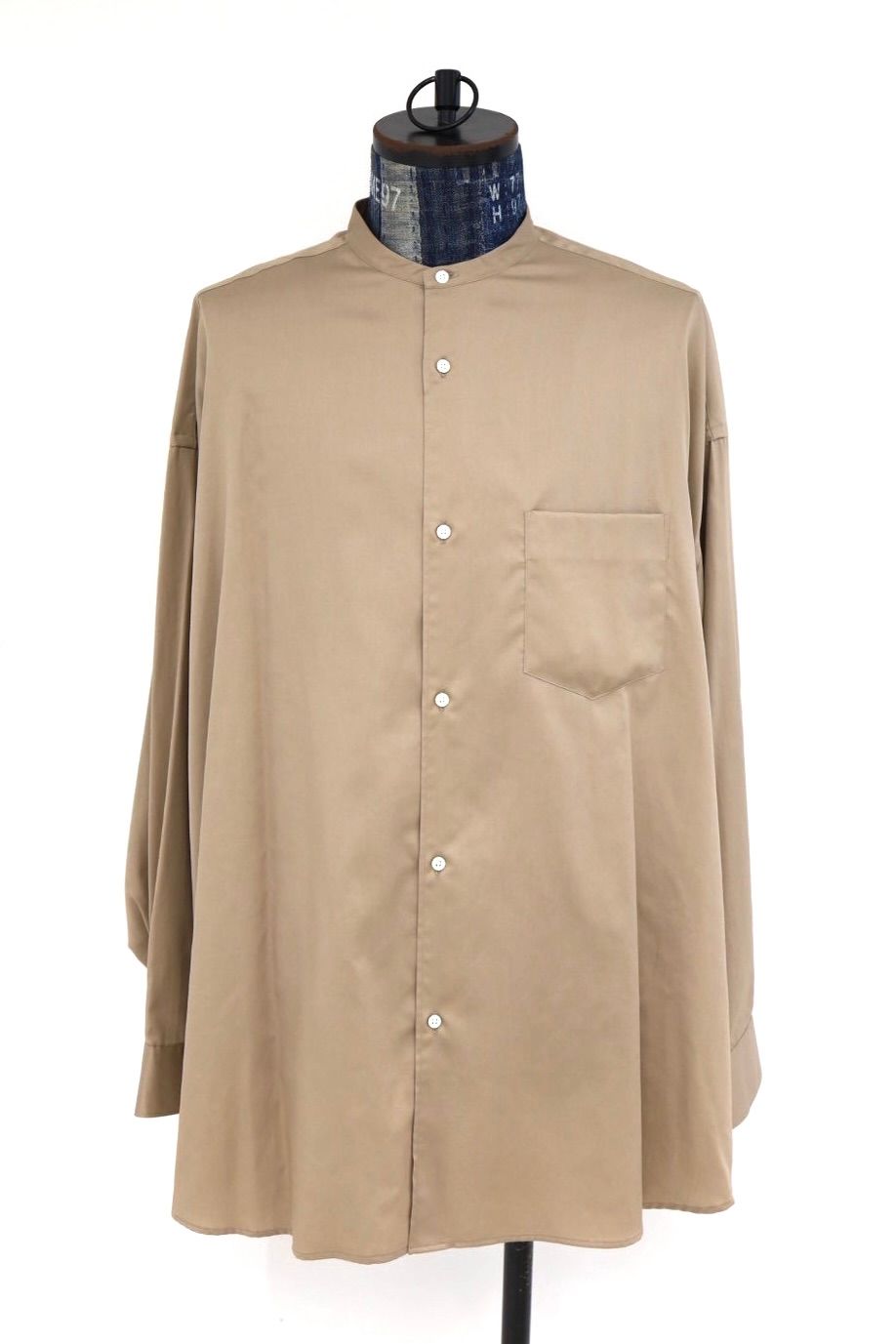 グラフペーパー26SS Silicon Poplin Oversized Band Collar Shirt(GM261-50181)TAUPE☆2月28日(土)発売！