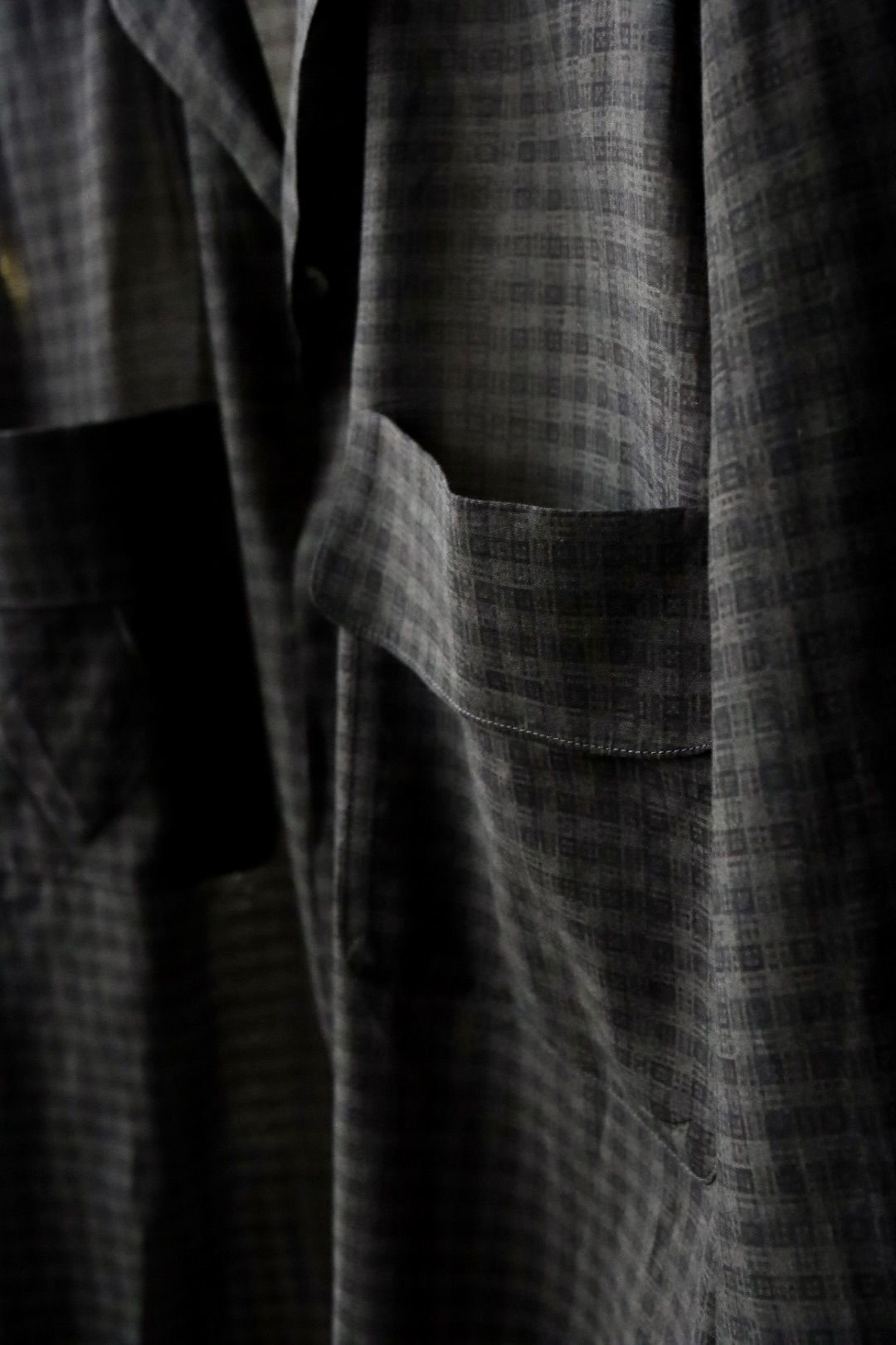 ヨーク24SS PIXEL LOW PLAID OPEN COLLAR SHIRT(YK24SS0654SH)CHARCOAL