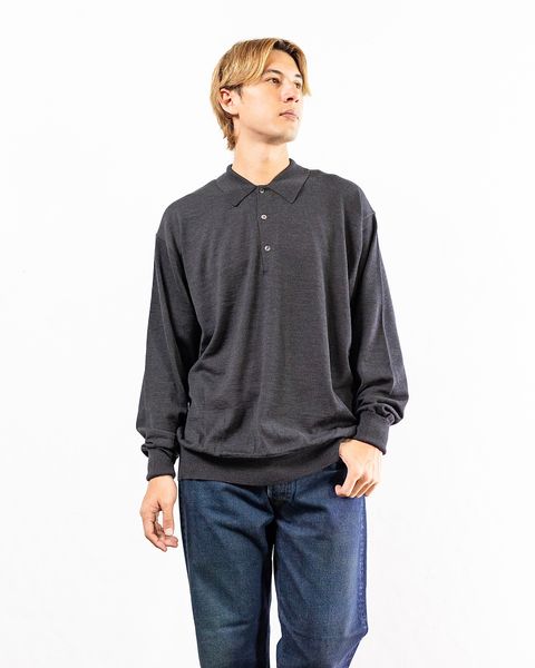 A.PRESSE Wool Knit L/S Polo Shirt(CHACOAL) 8月10日(土)新作発売！