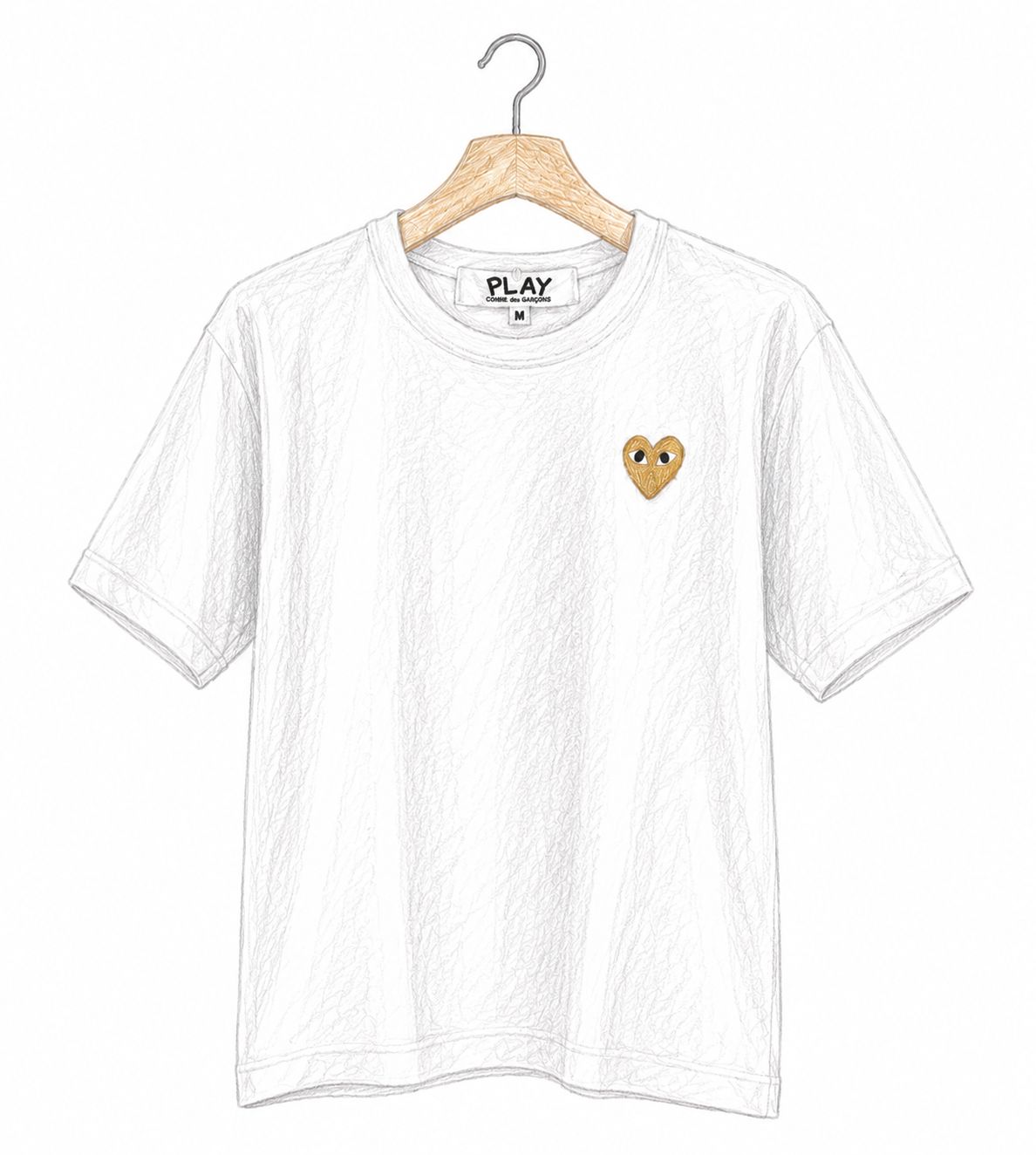 プレイコムデギャルソン ワンポイントTシャツ (WHITE×GOLD HEART)新作発売！