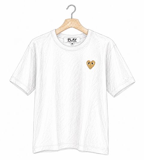 プレイコムデギャルソン ワンポイントTシャツ (WHITE×GOLD HEART)新作発売！