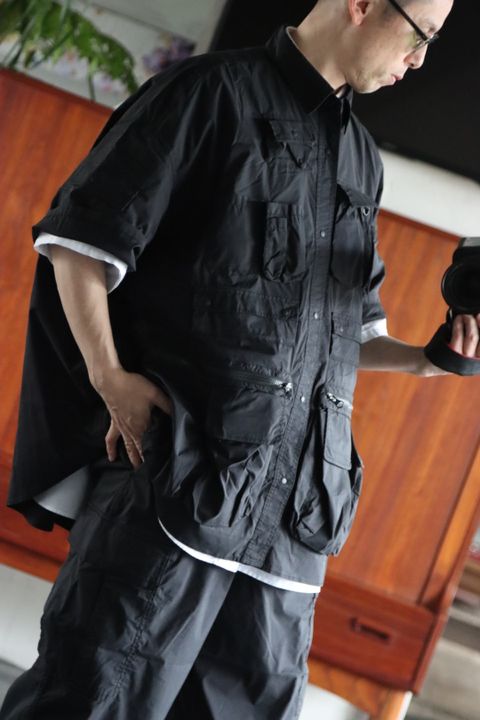 FreshService 22SS TACTICAL POCKET STRETCH S/S SHIRT"BLACK"style.2022.3.12.