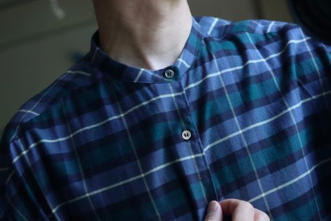 Graphpaper Check Flannel Oversized Band Collar Shirtスタイル