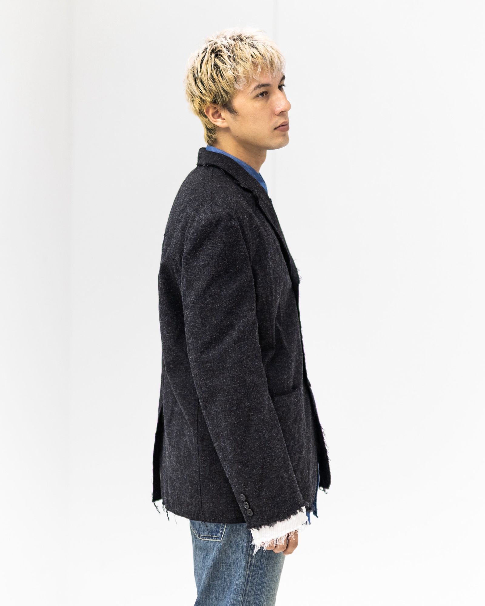 コムデギャルソンオム ウールエステルヘリンボーンジャケット MARK スタイル