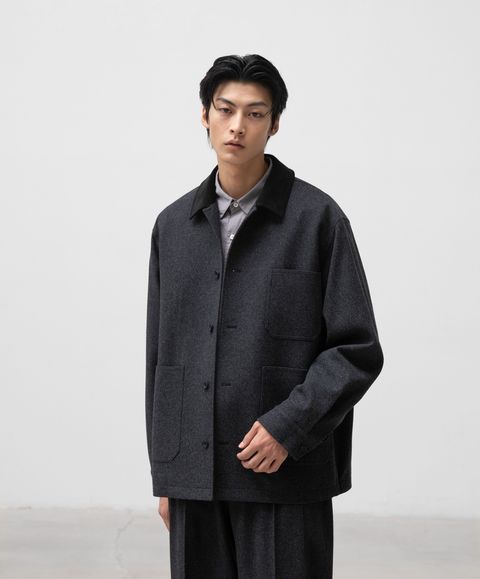 ANOTHER OFFICEアナザーオフィス Santiago Cashmere Work Jacket(AOEFJK011)Heather Charcoal