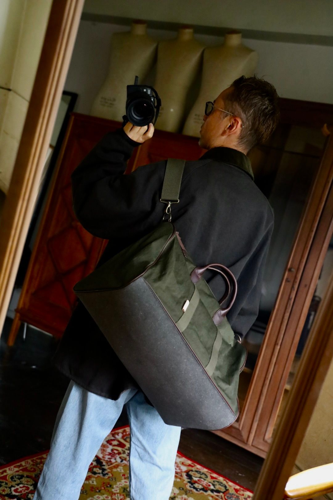 Hender Scheme boston luggage"khaki green"スタイル