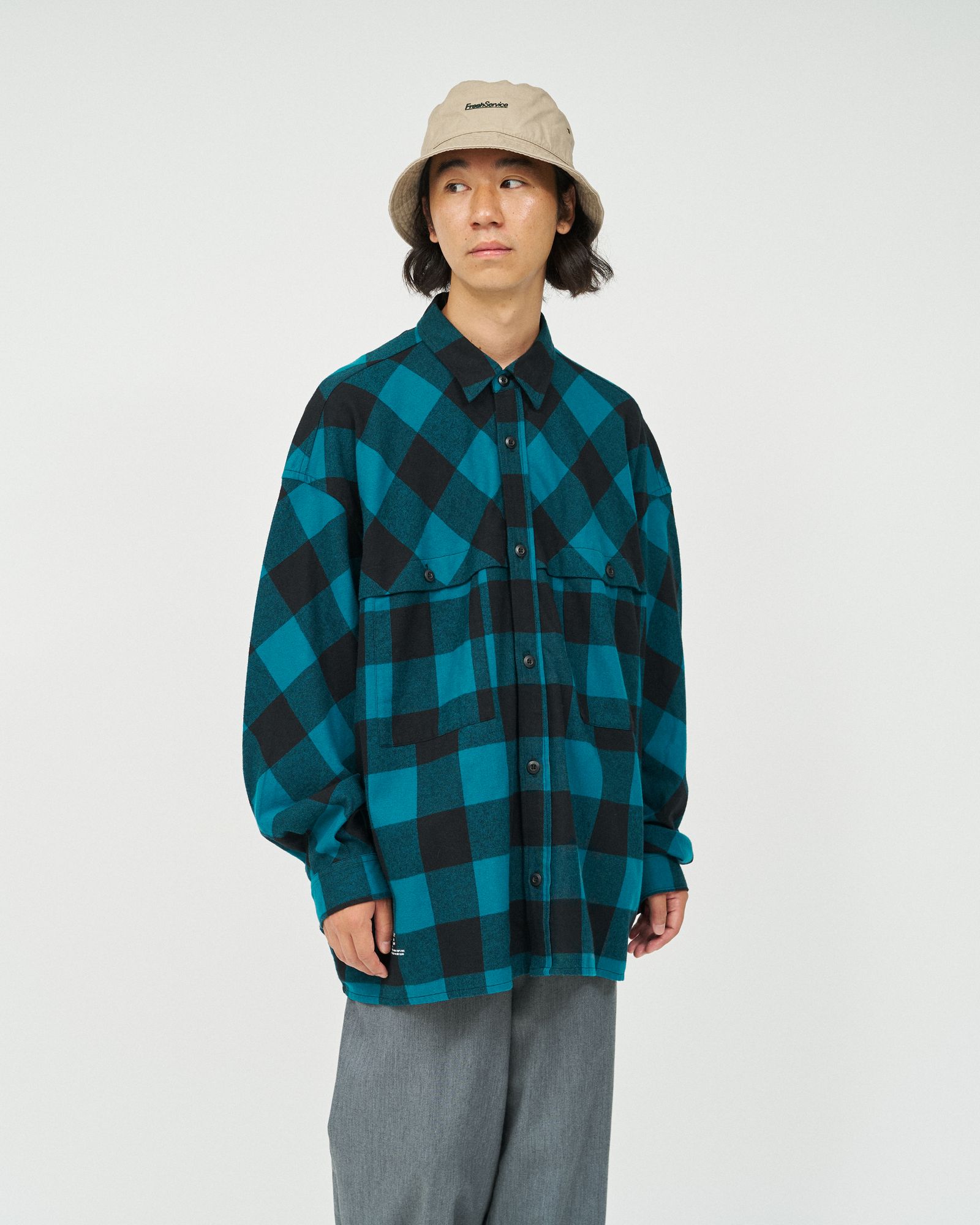 フレッシュサービス FLANNEL CHECK OVER YOKE SHIRT (FSC253-50129)GREEN★10月4日(土)発売！