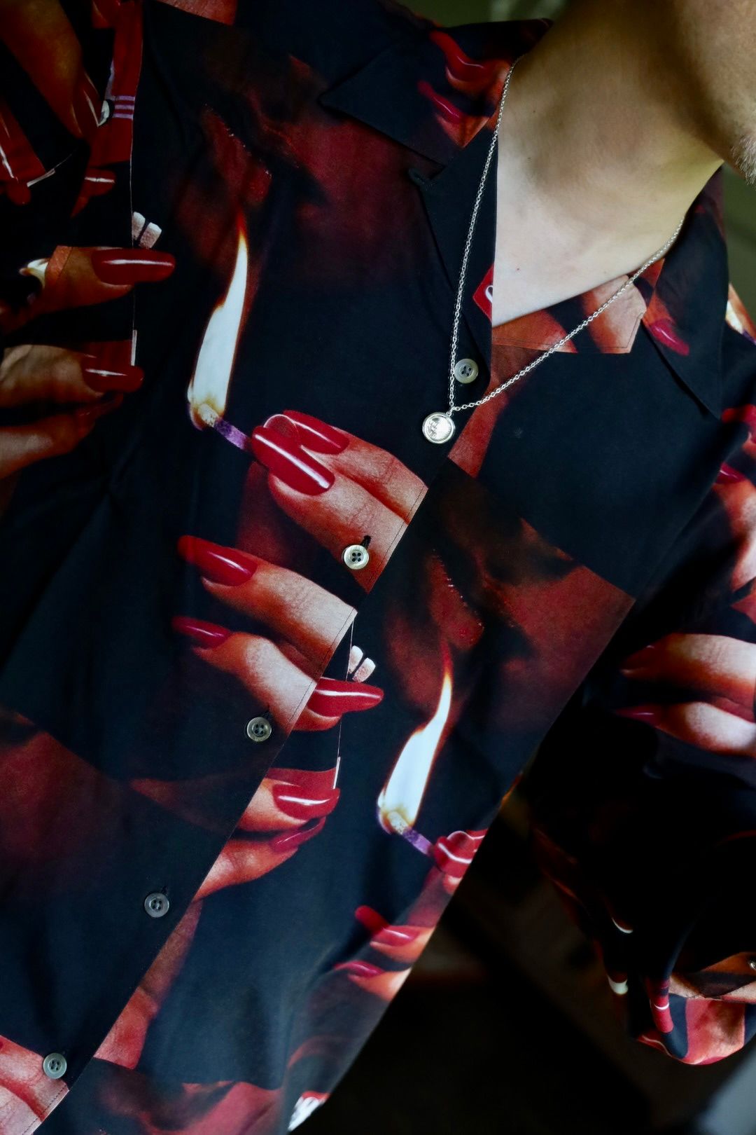LASTMAN PRINTED OPEN COLLOAR SHIRTS L/S "STUFF"スタイル.2024.9.10.