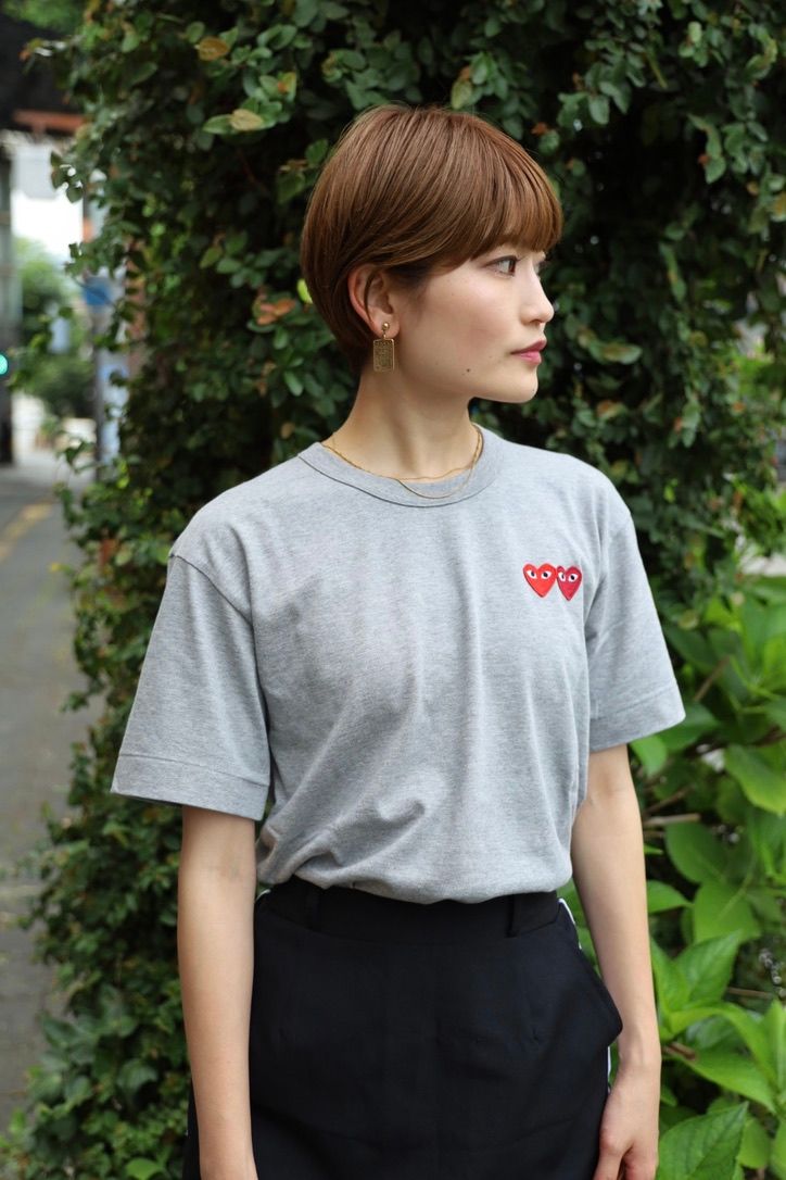 PLAY COMME des GARCONS 新作ダブルハートTシャツstyle.2025.6