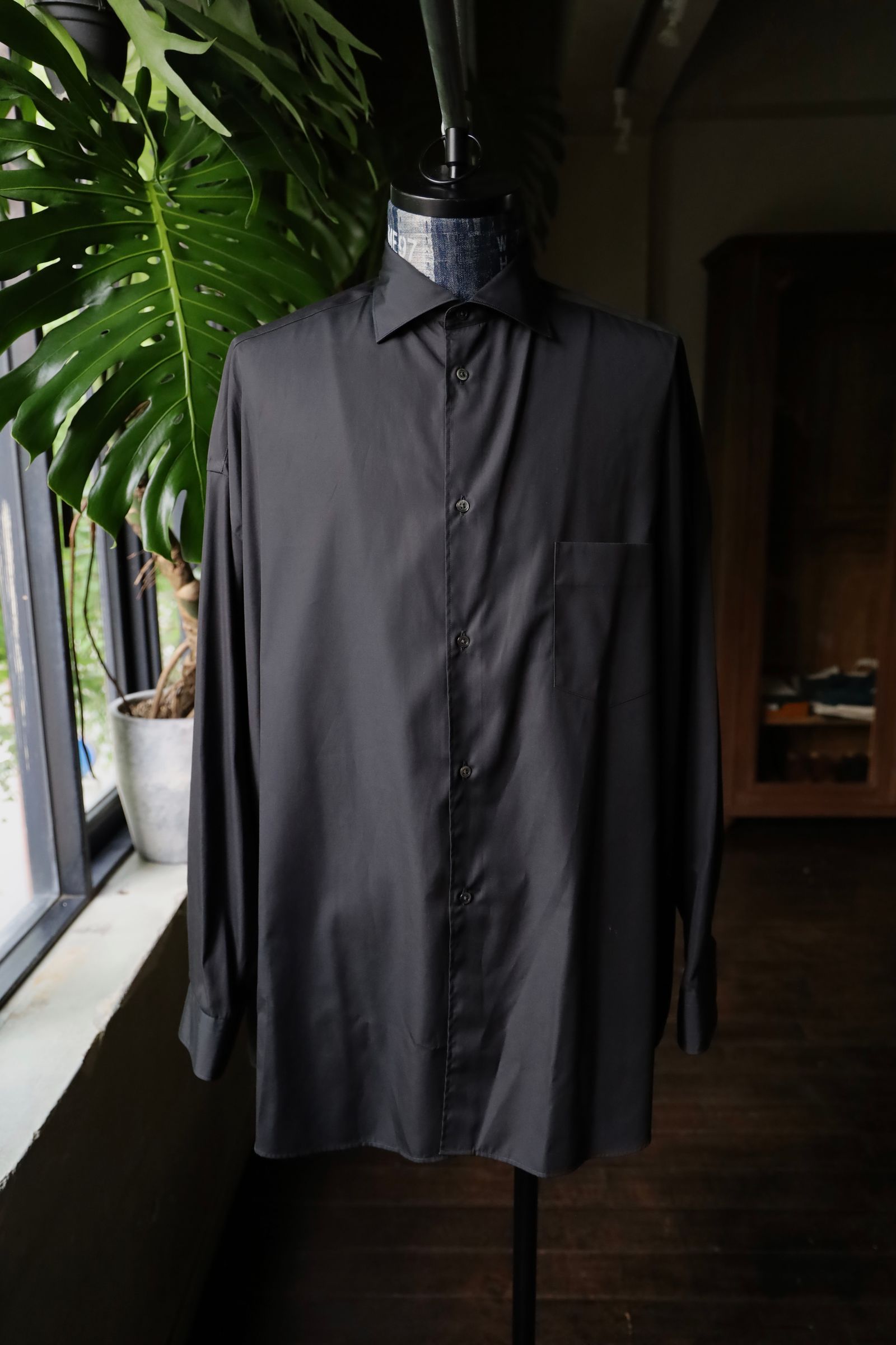 Hight Count Wide Spread Collar Shirt(GM234-50032B)BLACK