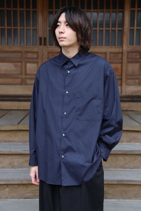 Graphpaper Broad L/S Oversized Regular Collar Shirt(GM203-50110B)NAVY style.2020.7.12.