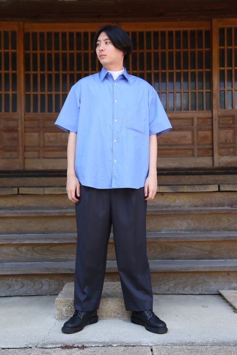 Graphpaper Broad Oversized S/S Regular Collar Shirt(GM212-50625B) style. 2021.5.30