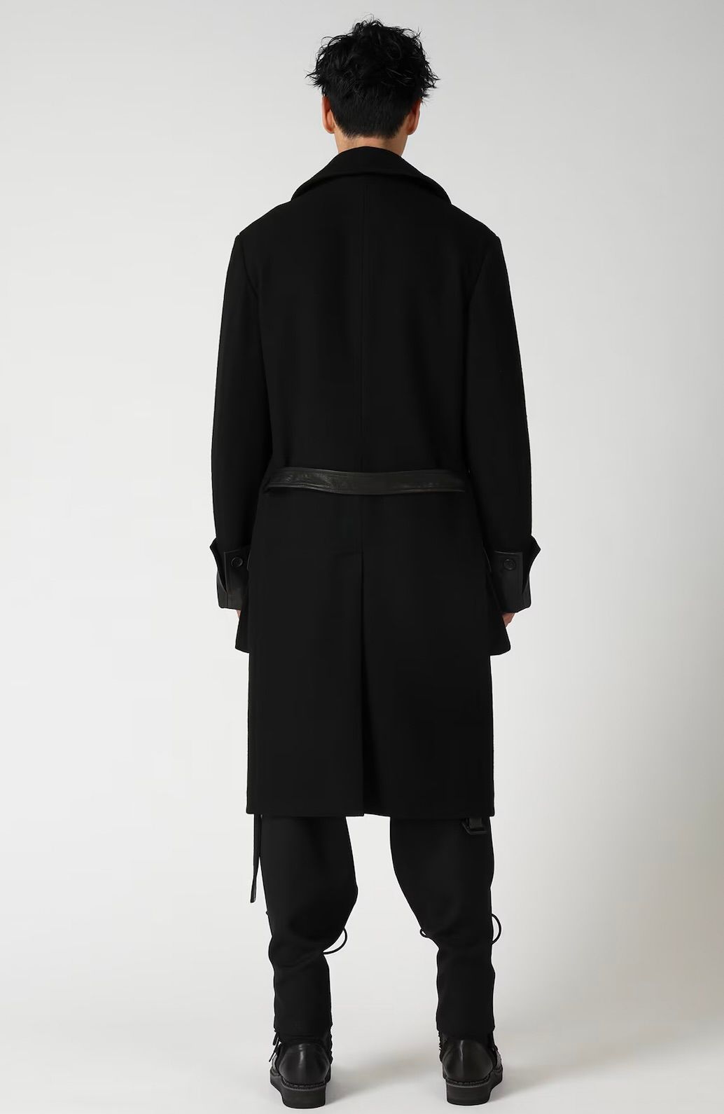 yohji yamamoto - Yohji Yamamoto 革切り替え6つ釦ロングジャケット(HW