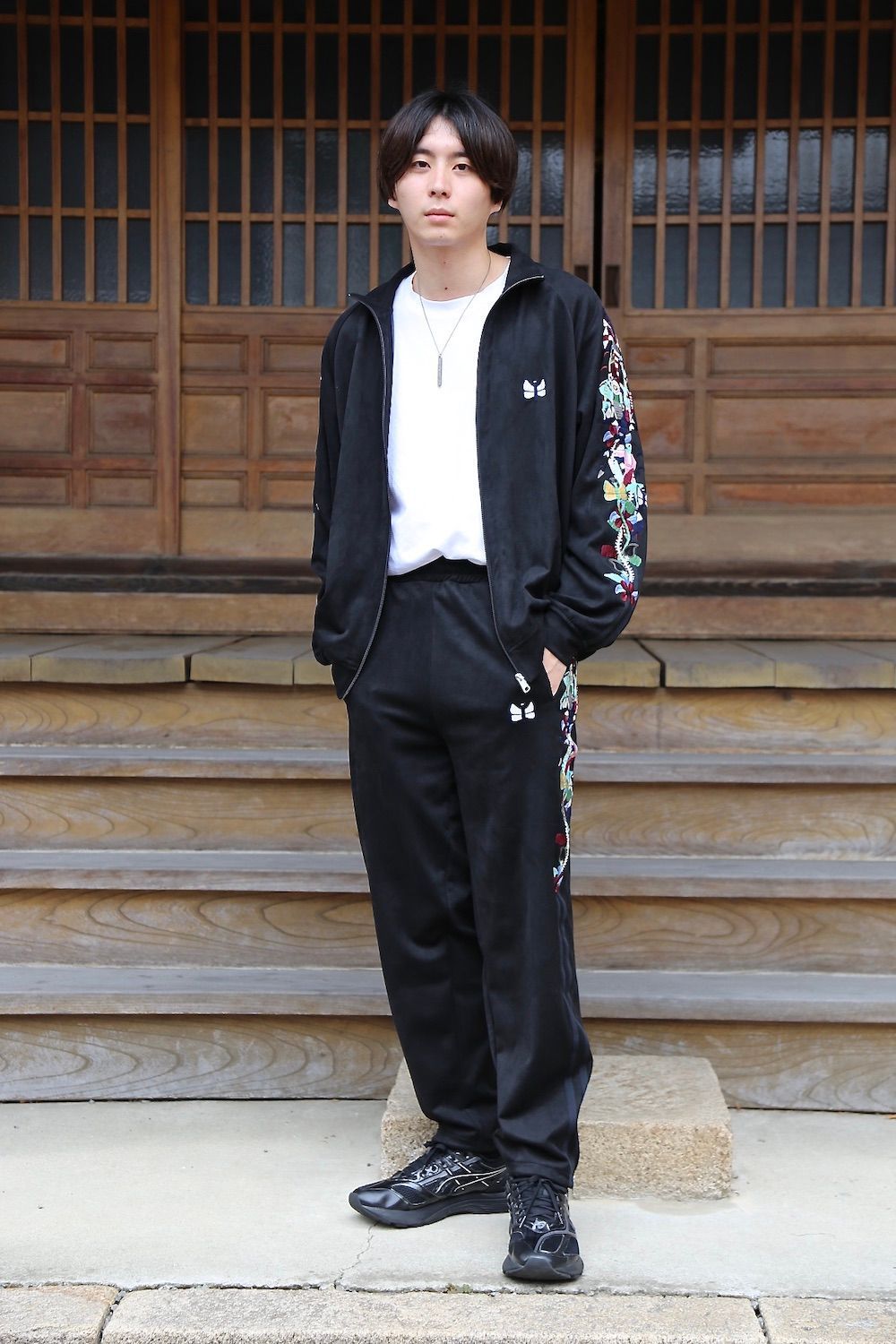 doublet CHAOS EMBROIDERY SUEDE TRACK PANTS