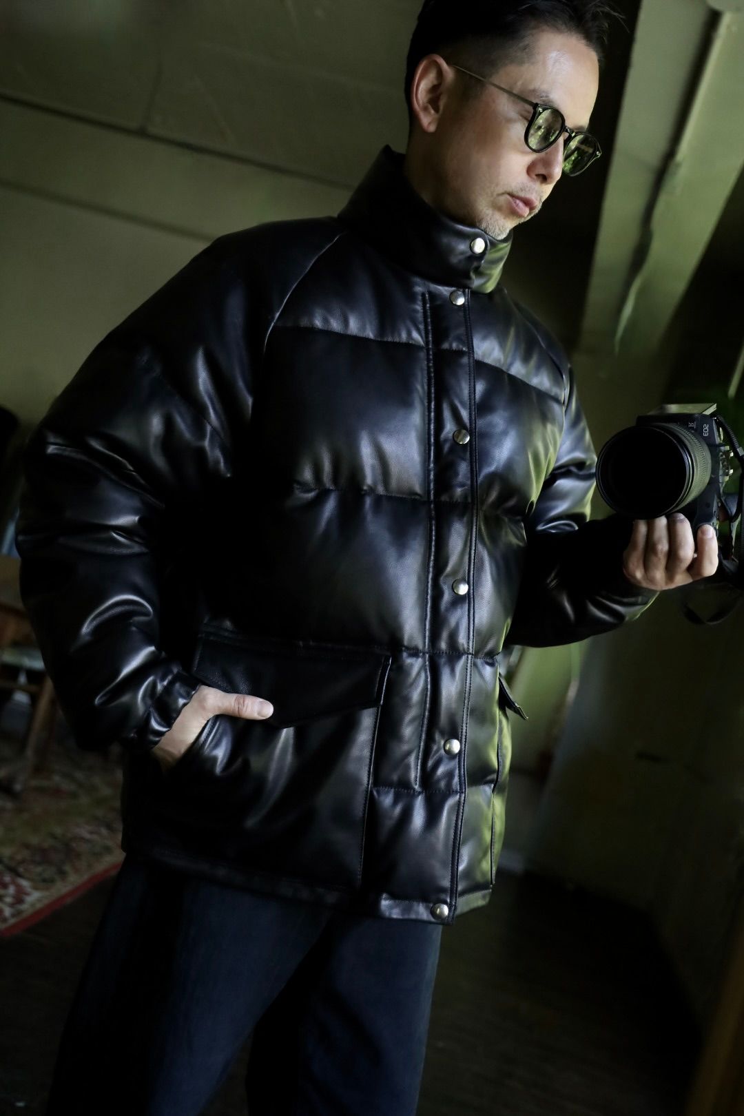 A.PRESSE Leather Down Jacketスタイル