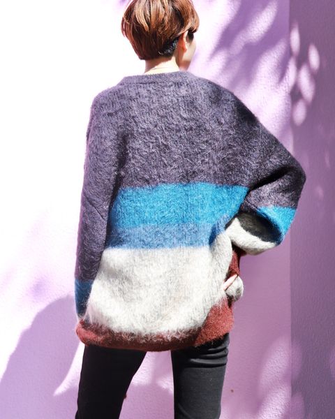 YOKE 新作MOHAIR BORDER CREWNECK SWEATER style.2023.9.1