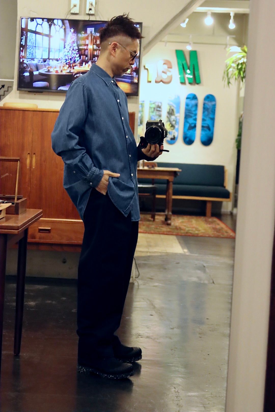 アプレッセ24SS Type.1 Silk Blend Chino Trousers (24SAP-04-13H)NAVY