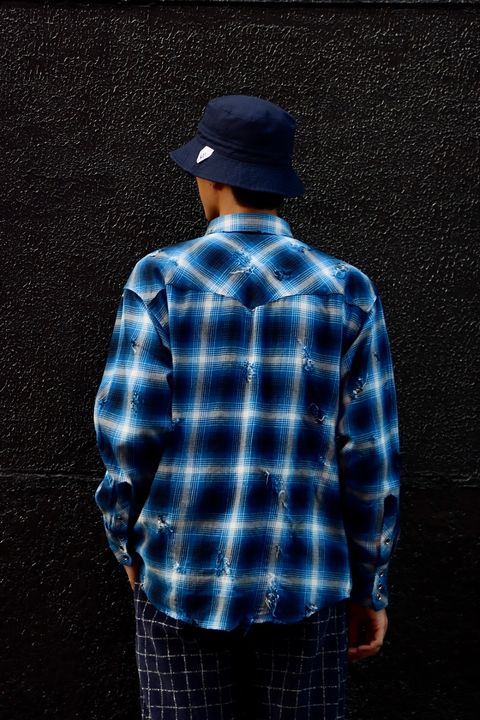 RAFUラフ23AW WESTERN SHIRT"BLUE"スタイル