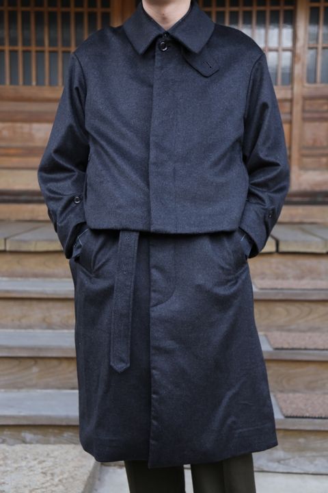 YOKE 新作 CASHMERE 3WAY BAL COLLAR SHARE COAT(YK20AW0134C)"CHARCOAL"style.2020.10.10.