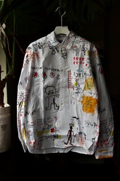 ジュンヤワタナベマン23SSバスキアコラボシャツ(WK-B012-051) WHT/BLK