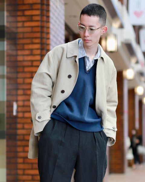 A.PRESSE アプレッセ23SS Wide Tapered Trousersウインドペンスタイル