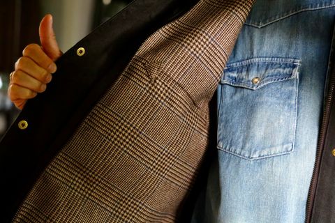 A.PRESSE 2026 STYLE2 Vintage Silk Hemp Riding Oiled Jacketスタイル