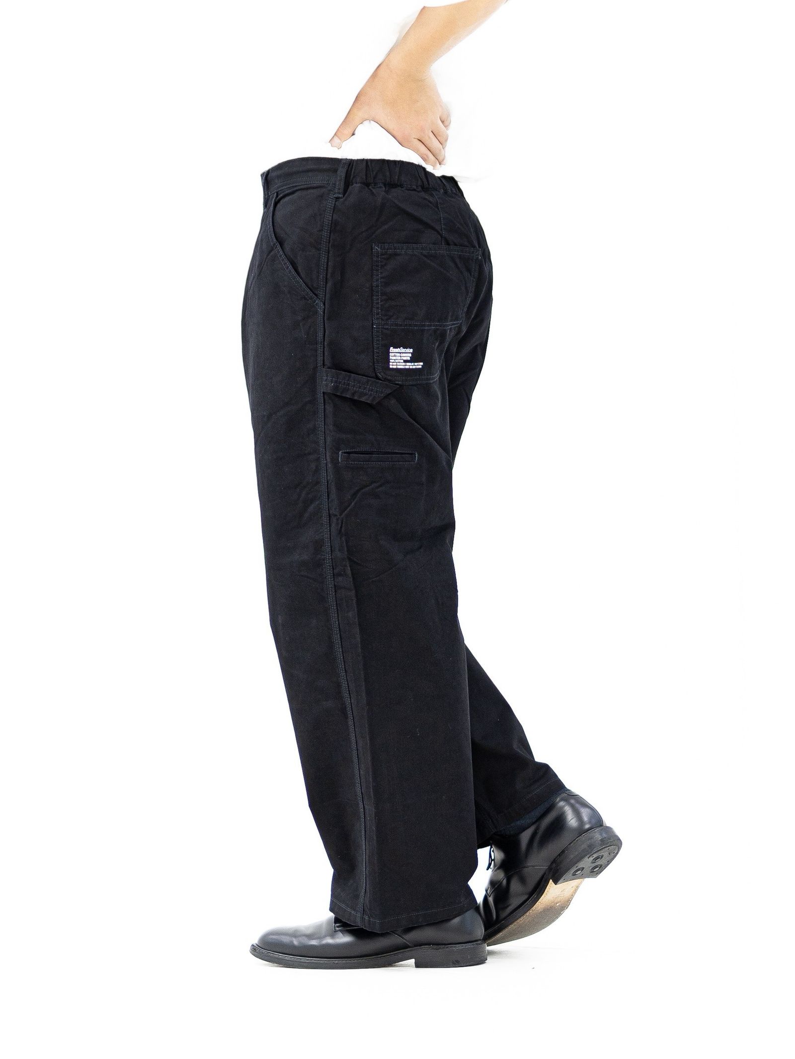 フレッシュサービス COTTON CANVAS LEATHER COLLAR WORK JACKET (BLACK) MARKスタイル