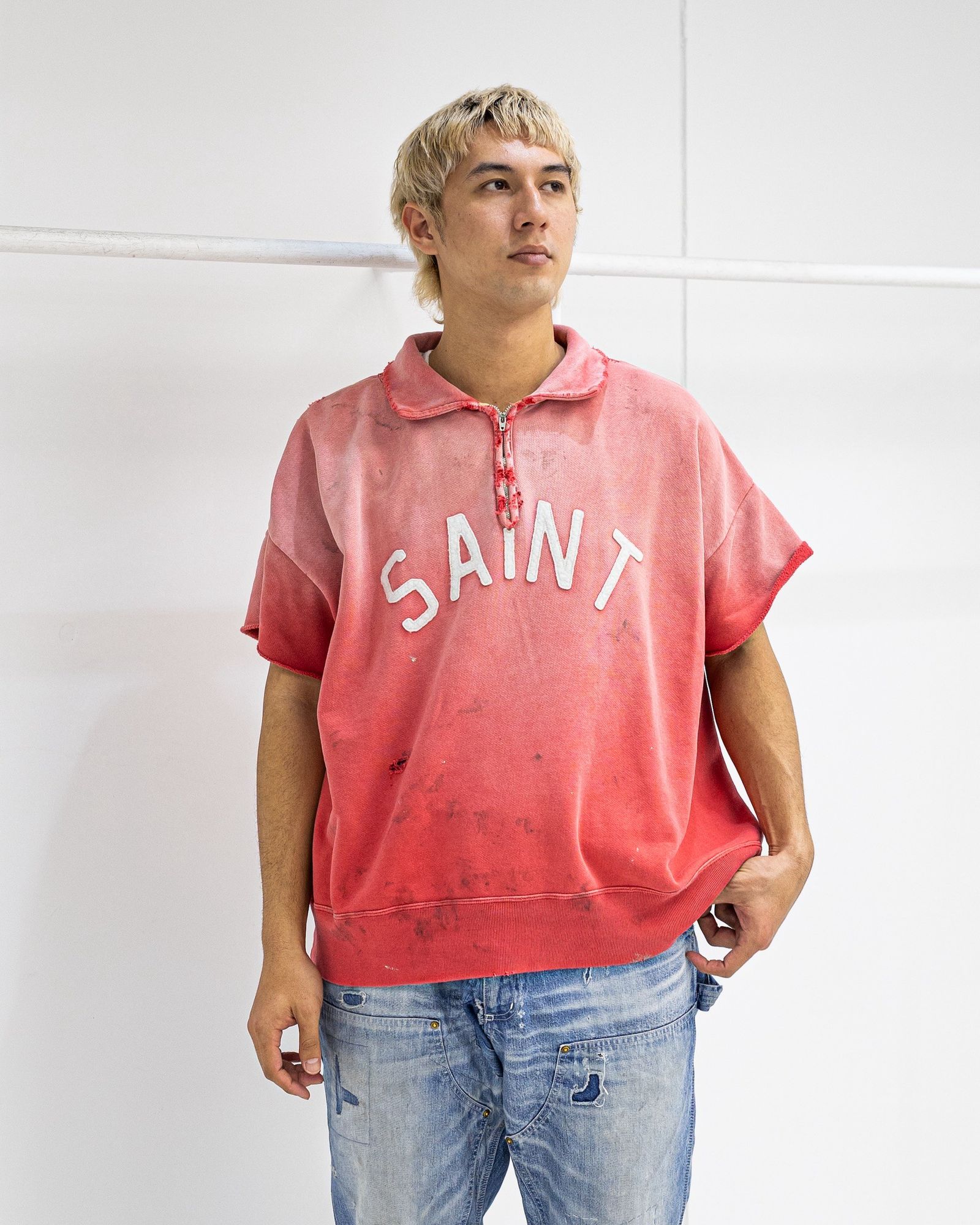 セントマイケル 26SS SAINT HALF ZIP SWEAT(SM-MK8-0000-053)RED☆4月11日(土)発売！
