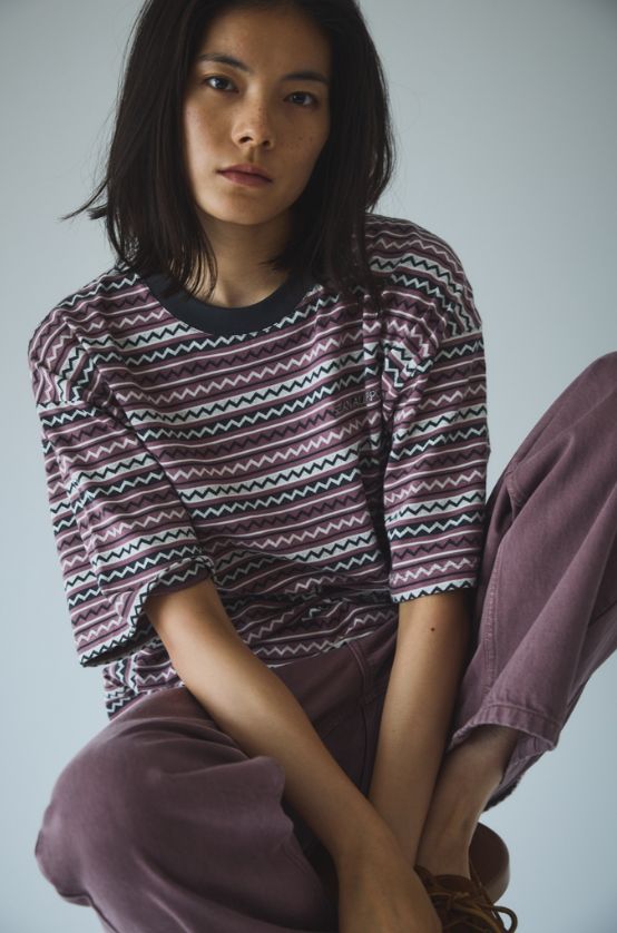 セダンオールパーパス SS24  Jaquard Striped S/S Tee(SD24S-CT07)Azuki☆4月6日(土)発売！