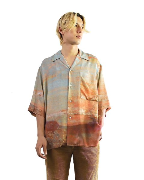 YOKE 24SS LANDSCAPE PRINTED OPEN COLLAR SHIRT  style 2024.5.26