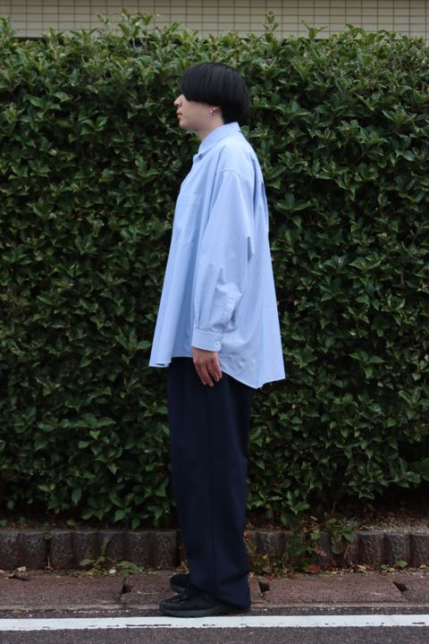 Thomas Mason for Graphpaper L/S Oversized Regular Collar Shirt style.2022.11.26