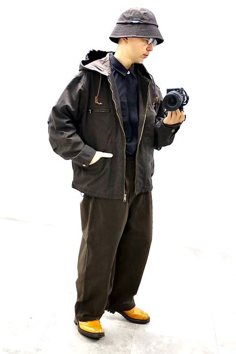 COMME des GARCONS HOMME コムデギャルソンオム26SS ナイロンオックス製品染フーデッドパーカ"BROWN"スタイル