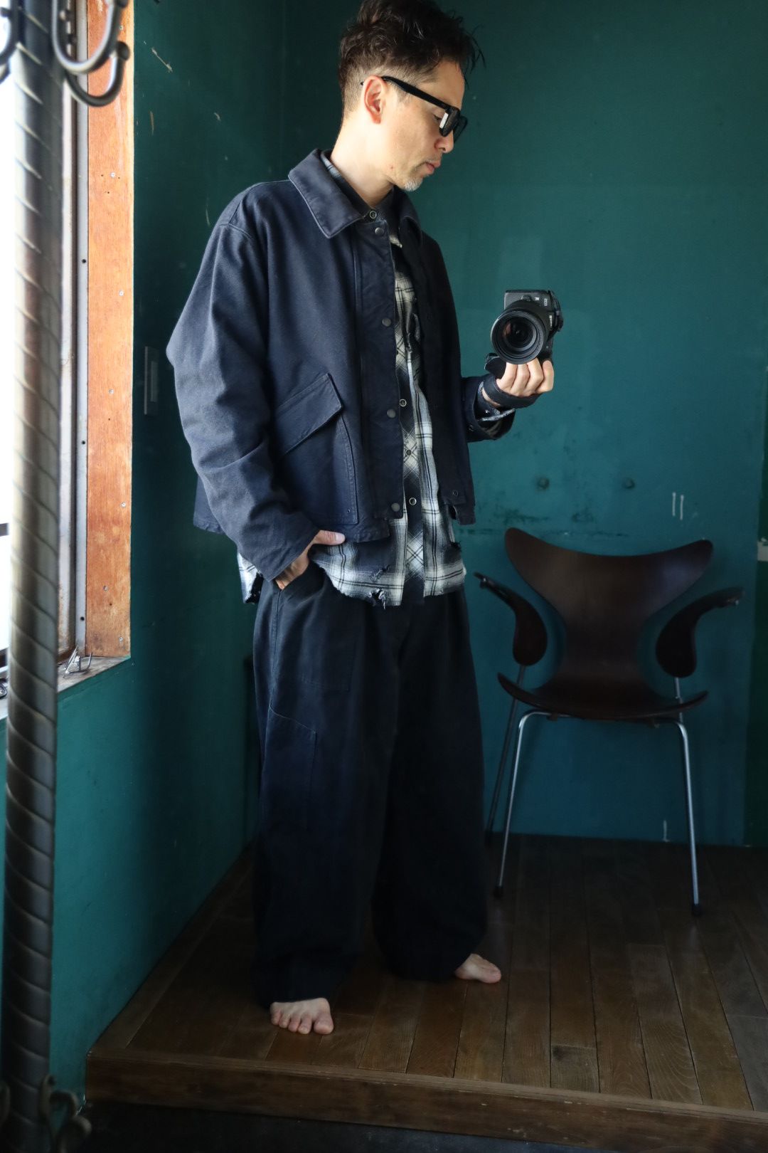 アプレッセ 2025 STYLE2 Vintage Silk Hemp Hunting Jacket(25AAP-01-25)BLACK☆再入荷！