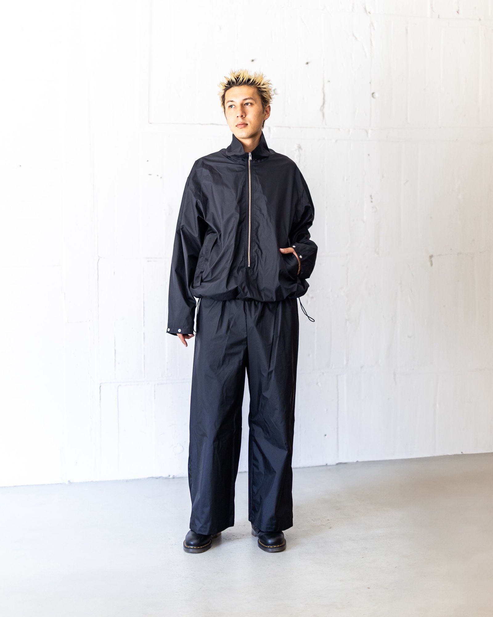 藍ページ Graphpaper SIDOGRAS Indigo Poplin L/S Oversized Band Collar