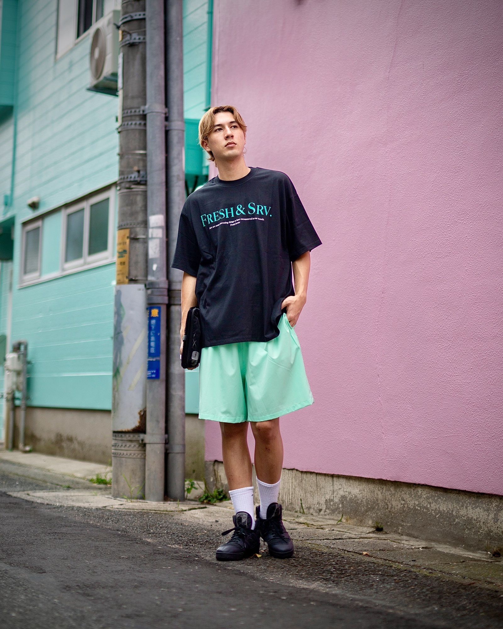 FreshService 新作CORPORATE PRINTED S/S TEE ‘‘FRESH&SRV’’(BLACK) style 2024.7.19