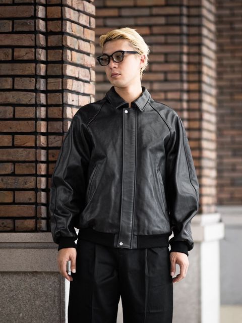 グラフペーパー Cow Leather Raglan Blouson(GU263-30320)BLACK☆8月29日(土)発売！