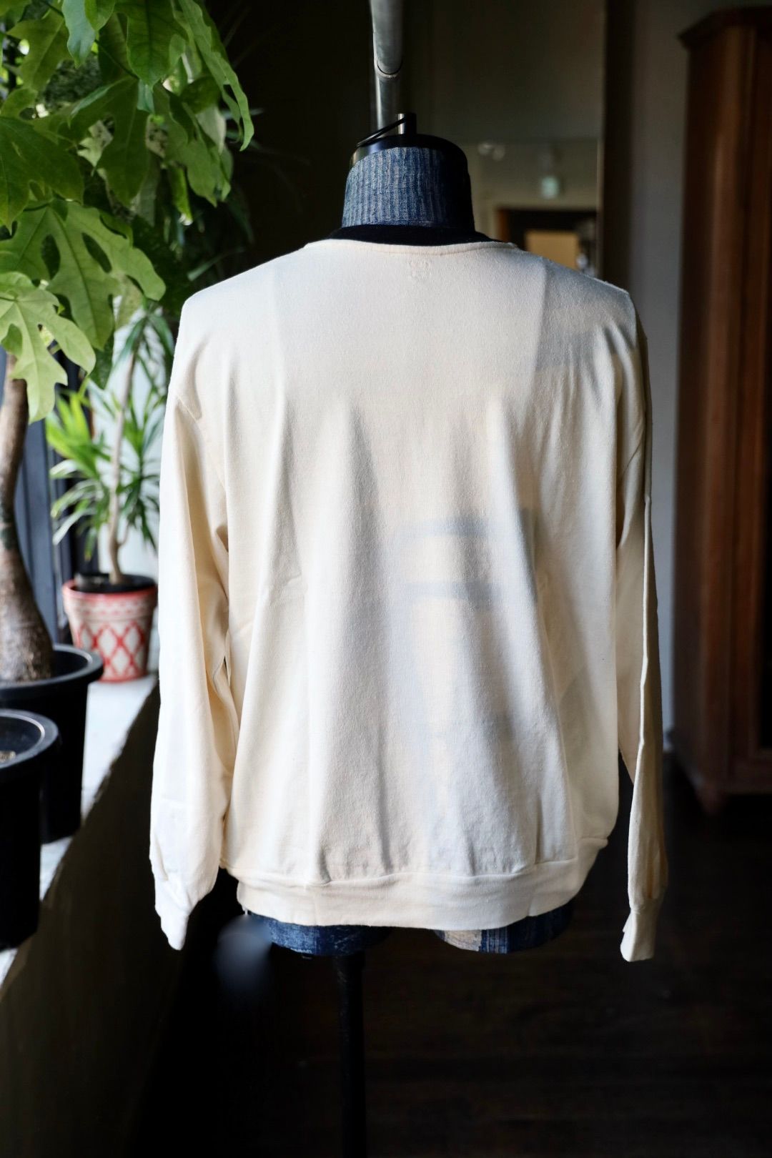 blurhms 25FW Co/Silk Nep Ringer Tee L/S(BHS25F016)Ivory x Black☆8月29日(金)新作発売！